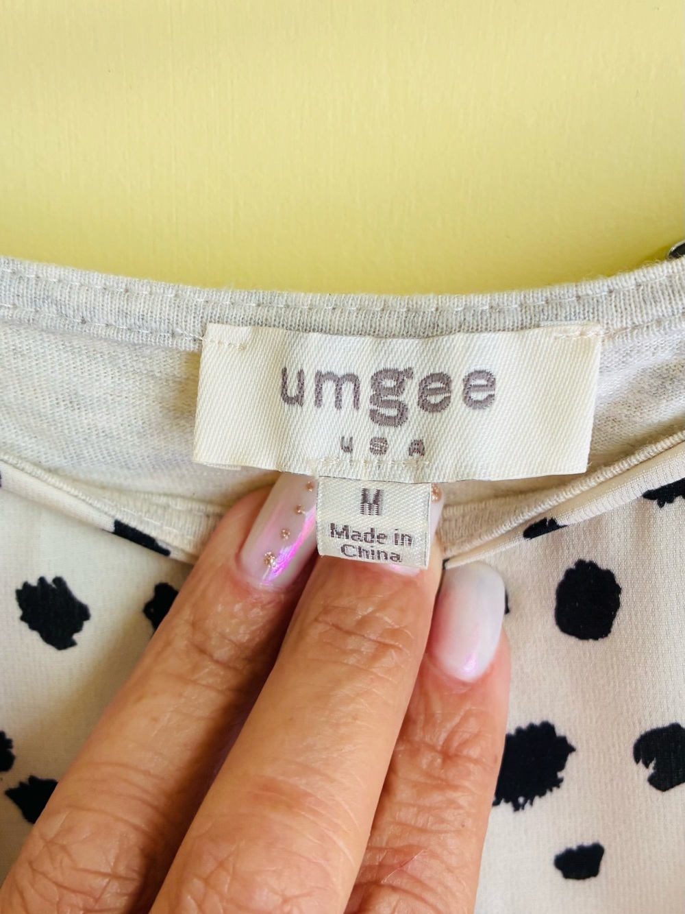 Umgee Cream Dress with Black Polka Dot Print